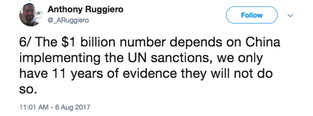 Anthony Ruggerio Tweet UN Sanctions.png